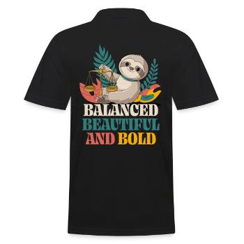 Libra Zodiac Sign Sloth: Balanced, Beautiful - Men's Polo Shirt - black - Back - Kai (181cm)