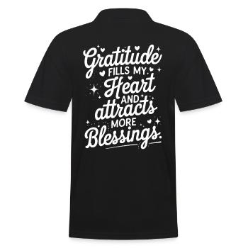 La gratitude remplit mon cœur et attire plus de bénédictions - Polo Homme - noir - Dos - Kai (181cm)