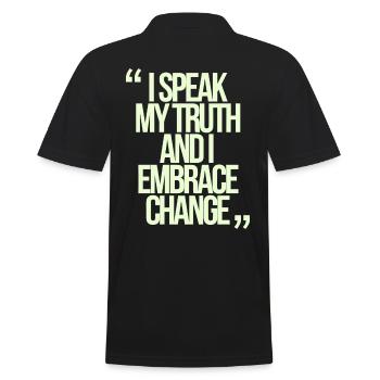 Gemini Quote: I speak my truth and - Men's Polo Shirt - black - Back - Kai (181cm)