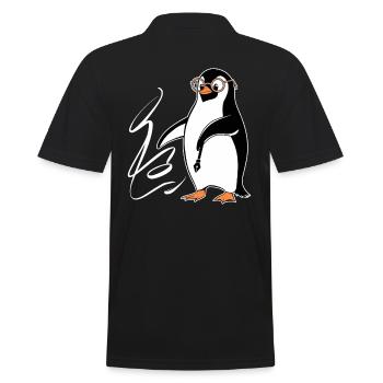 Oeuvre de calligraphie pingouin avec des lunettes - Polo Homme - noir - Dos - Kai (181cm)