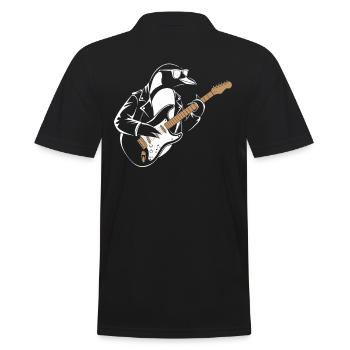 Cool Penguin with Guitar Design for - Men's Polo Shirt - black - Back - Kai (181cm)