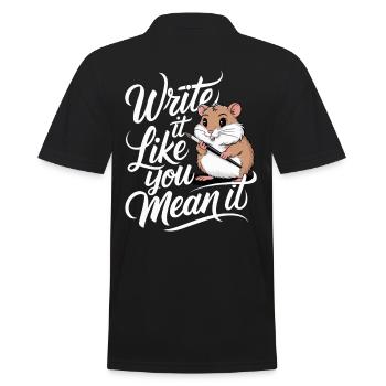 Hamster Auteur Écrivain : Écrivez-le comme vous - Polo Homme - noir - Dos - Kai (181cm)