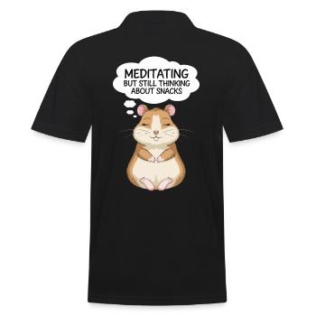 Hamster yoga: meditate and think about snacks - Men's Polo Shirt - black - Back - Kai (181cm)
