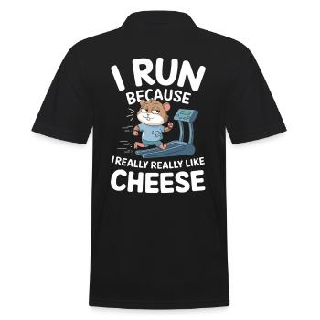 Je cours parce que j’aime le hamster drôle de fromage - Polo Homme - noir - Dos - Kai (181cm)