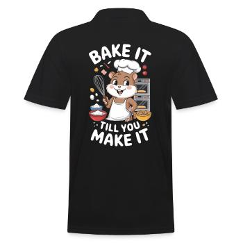 Süße Bäckerei: Backe Bis Du Es Schaffst - Männer Poloshirt - Schwarz - Hinten - Kai (181cm)