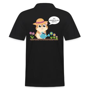 Wachsender Hamster Mit Gießkanne Im Garten - Männer Poloshirt - Schwarz - Hinten - Kai (181cm)