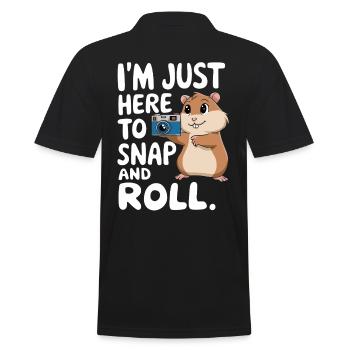 Lustiger Hamster Fotografie Spruch - Männer Poloshirt - Schwarz - Hinten - Kai (181cm)