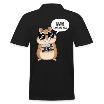 Fotograf Hamster: Hier Um Zu Knipsen Und Rollen - Männer Poloshirt - Schwarz - Hinten - Kai (181cm)
