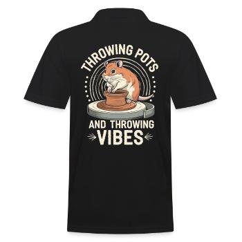 Pottery and good mood with Gerbil - Men's Polo Shirt - black - Back - Kai (181cm)