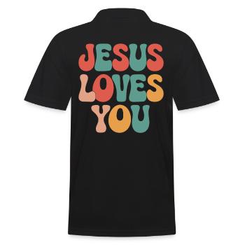 Jésus t’aime en disant chrétien - Polo Homme - noir - Dos - Kai (181cm)
