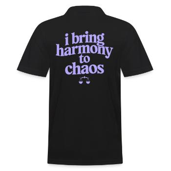 Waage Sternzeichen: Ich Bringe Harmonie Ins Chaos - Männer Poloshirt - Schwarz - Hinten - Kai (181cm)