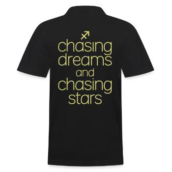 Sagittarius Zodiac Chasing Dreams Chasing Stars - Men's Polo Shirt - black - Back - Kai (181cm)