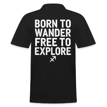 Schütze Charakter: Geboren Zum Wandern, Frei Zum - Männer Poloshirt - Schwarz - Hinten - Kai (181cm)