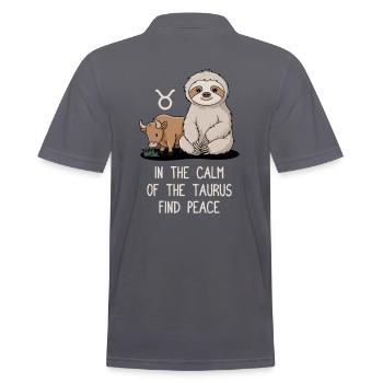 Finding peace with Sloth in the Taurus sign - Men's Polo Shirt - charcoal grey - Back - Nico (186cm)