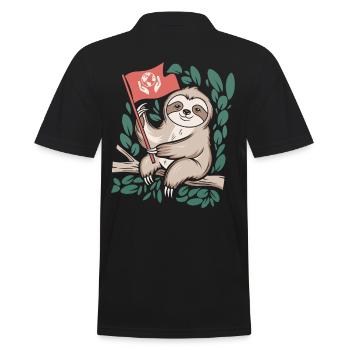Eco-friendly sloth with environmental flag - Men's Polo Shirt - black - Back - Kai (181cm)