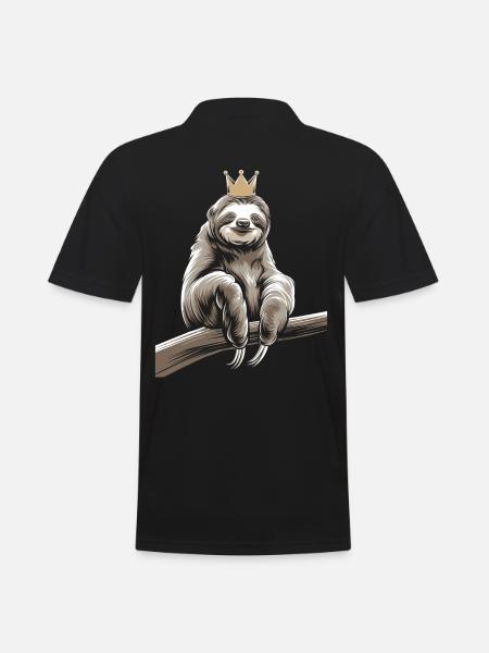 King Sloth Coziness Crown - Men's Polo Shirt - black