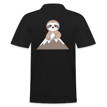 Gemütlicher Bergsteiger Faultier Mountaineer - Männer Poloshirt - Schwarz - Hinten - Kai (181cm)