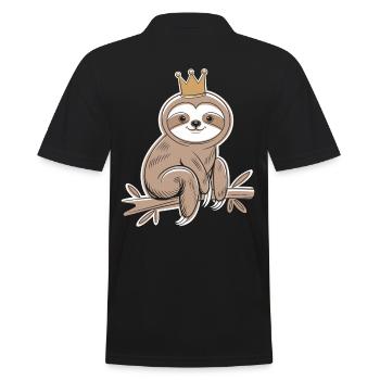 Königliches Faultier auf dem Ast mit Krone - Männer Poloshirt - Schwarz - Hinten - Kai (181cm)