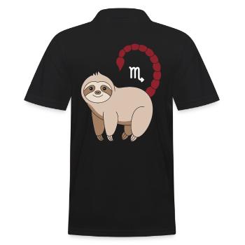 Skorpion Sternzeichen Faultier mit Symbol - Männer Poloshirt - Schwarz - Hinten - Kai (181cm)