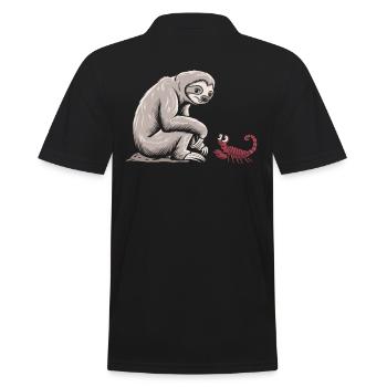 Scorpio Zodiac Sloth Illustration - Men's Polo Shirt - black - Back - Kai (181cm)