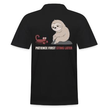 Scorpio Zodiac Sign Sloth Patience First - Men's Polo Shirt - black - Back - Kai (181cm)