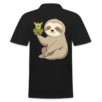 Cozy bull zodiac sloth with leaf - Men's Polo Shirt - black - Back - Kai (181cm)