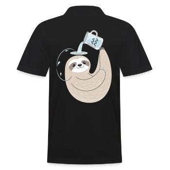 Wassermann Faultier: Dein Entspannter Sternzeichen - Männer Poloshirt - Schwarz - Hinten - Kai (181cm)