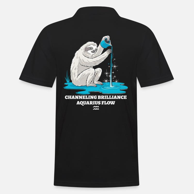 Wassermann Sternzeichen Faultier Channeling - Männer Poloshirt - Schwarz