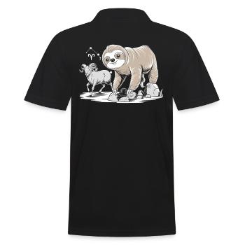 Aries Zodiac Soth with Sloth and Goat - Men's Polo Shirt - black - Back - Kai (181cm)
