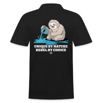 Wassermann-Zodiak Faultier Einzigartig Naturgemäß - Männer Poloshirt - Schwarz - Hinten - Kai (181cm)