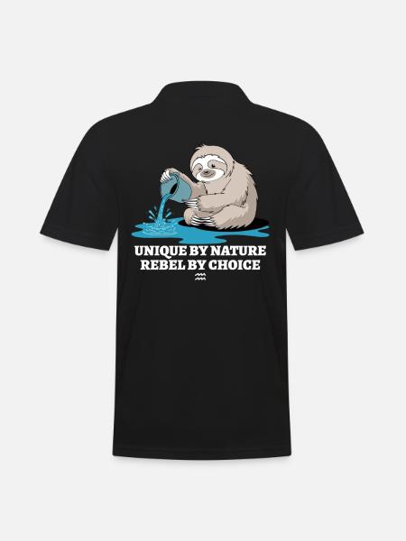 Aquarius-Zodiac Sloth Unique Natural - Men's Polo Shirt - black