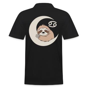 Krebs-Sternzeichen Faultier Umarmt Mond - Männer Poloshirt - Schwarz - Hinten - Kai (181cm)