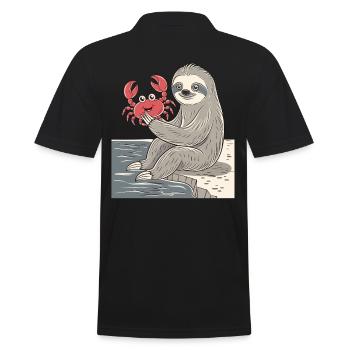 Signe du zodiaque Cancer paresseux avec crabe au bord de la mer - Polo Homme - noir - Dos - Kai (181cm)