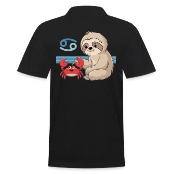 Krebs Sternzeichen Faultier mit Krabbenfreund - Männer Poloshirt - Schwarz - Hinten - Kai (181cm)