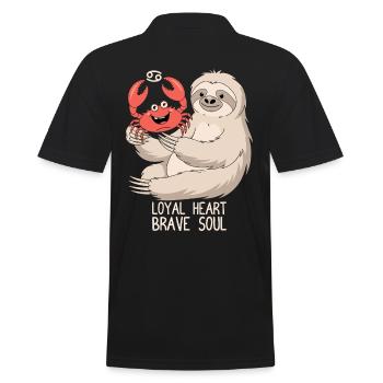 Krebs Sternzeichen Faultier: Loyal Heart Brave - Männer Poloshirt - Schwarz - Hinten - Kai (181cm)