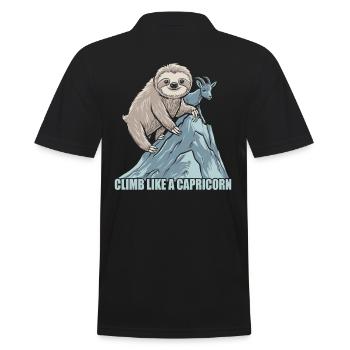 Klettere Wie Ein Steinbock: Sloth Motivation - Männer Poloshirt - Schwarz - Hinten - Kai (181cm)