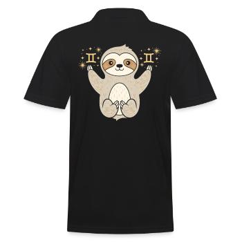 Gemini Sternzeichen Faultier Magisch und - Männer Poloshirt - Schwarz - Hinten - Kai (181cm)