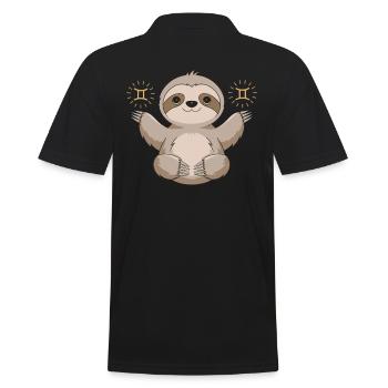 Gemini Faultier mit Sternzeichen-Magie - Männer Poloshirt - Schwarz - Hinten - Kai (181cm)