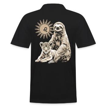 Leo Zodiac Sloth Under the Sun - Men's Polo Shirt - black - Back - Kai (181cm)