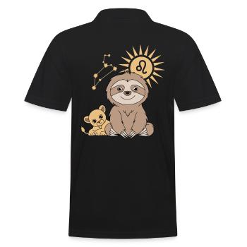 Signe du zodiaque Lion paresseux avec Petit Leo - Polo Homme - noir - Dos - Kai (181cm)