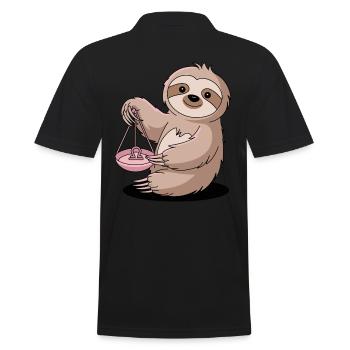 Libra Sternzeichen Faultier mit Waage - Männer Poloshirt - Schwarz - Hinten - Kai (181cm)