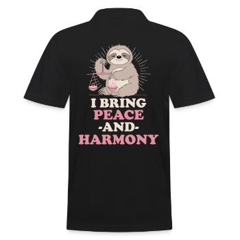 Waage-Zodiak Faultier Bringt Frieden Und Harmonie - Männer Poloshirt - Schwarz - Hinten - Kai (181cm)