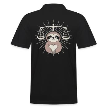 Libra Zodiac Sloth with Heart Motif - Men's Polo Shirt - black - Back - Kai (181cm)