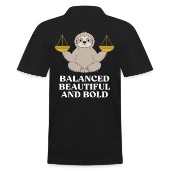 Libra Zodiac Sloth: balanced, beautiful and - Men's Polo Shirt - black - Back - Kai (181cm)