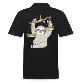 Libra Faultier Waage Sternzeichen - Männer Poloshirt - Schwarz - Hinten - Kai (181cm)