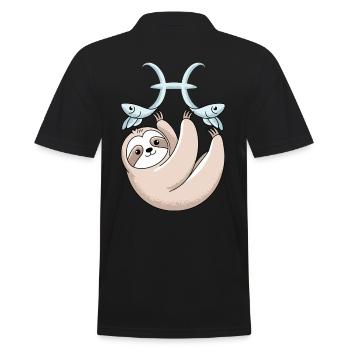 Fische Sternzeichen Faultier mit Zwei Fischen - Männer Poloshirt - Schwarz - Hinten - Kai (181cm)