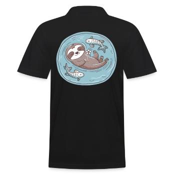 Pisces zodiac sign sloth with flowers and - Men's Polo Shirt - black - Back - Kai (181cm)