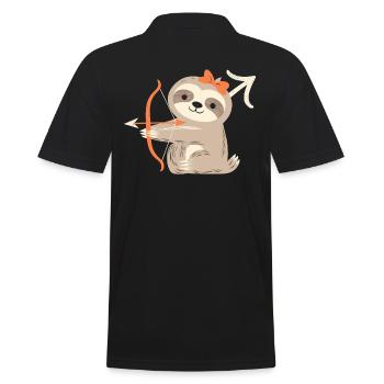 Schütze Sternzeichen Faultier Design mit Bogen - Männer Poloshirt - Schwarz - Hinten - Kai (181cm)