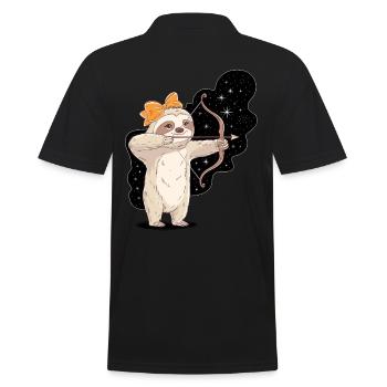 Schütze Sternzeichen Faultier mit Bogen und Pfeil - Männer Poloshirt - Schwarz - Hinten - Kai (181cm)
