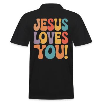 Jésus t’aime en disant chrétien - Polo Homme - noir - Dos - Kai (181cm)